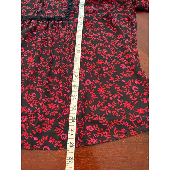 LOFT Women's Long Sleeve Floral Split V-Neck Smocked Button Blouse Size XL - Picture 12 of 12